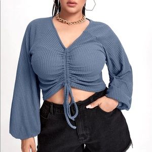 SHEIN cropped waffle knot top